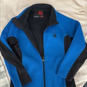 Blue and Black Full-Zip Ski Sweater